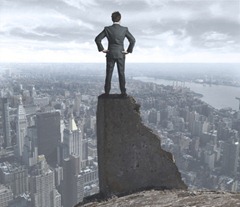 Businessman concerned about the future courage de vivre